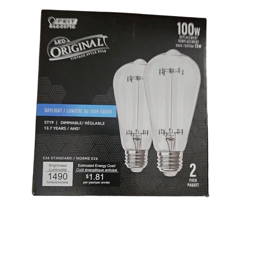 Feit Electric LED Bulb Lot of 4 Smart Wi-Fi Color Changing & Vintage Edison 100W